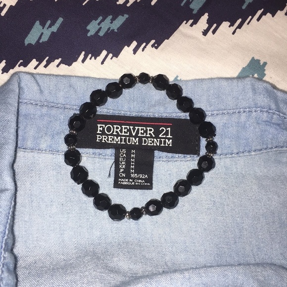 Forever 21 denim button down shirt lace back - Picture 4 of 5